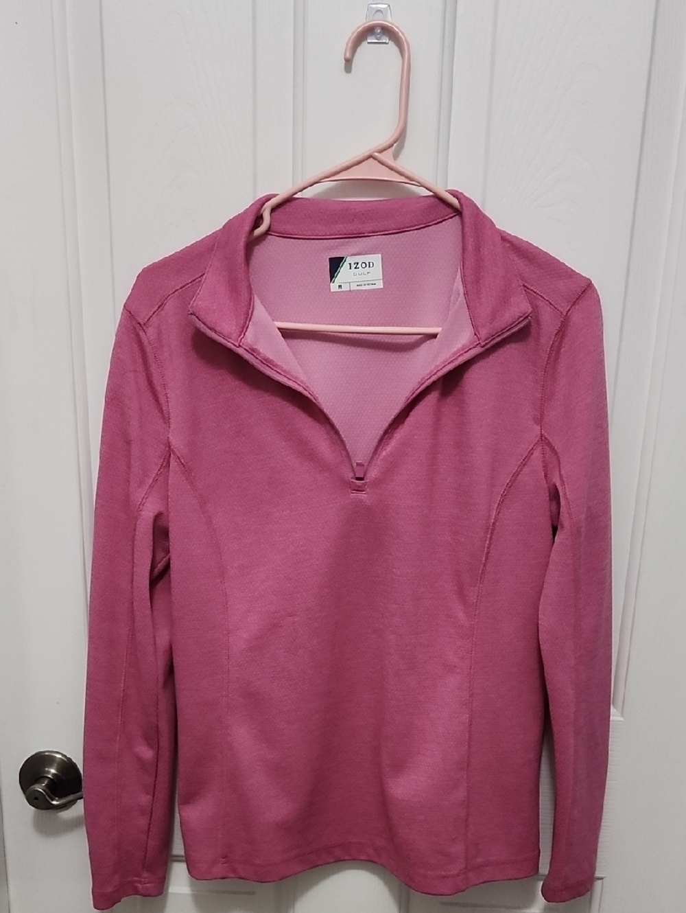 Izod Women's Rose-Pink Quarter Zip Pullover